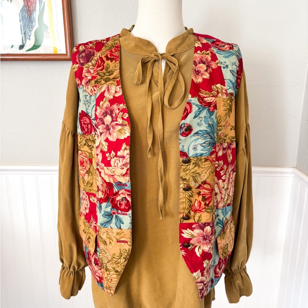 Vintage Liz Claiborne Sport Floral Patchwork Vest